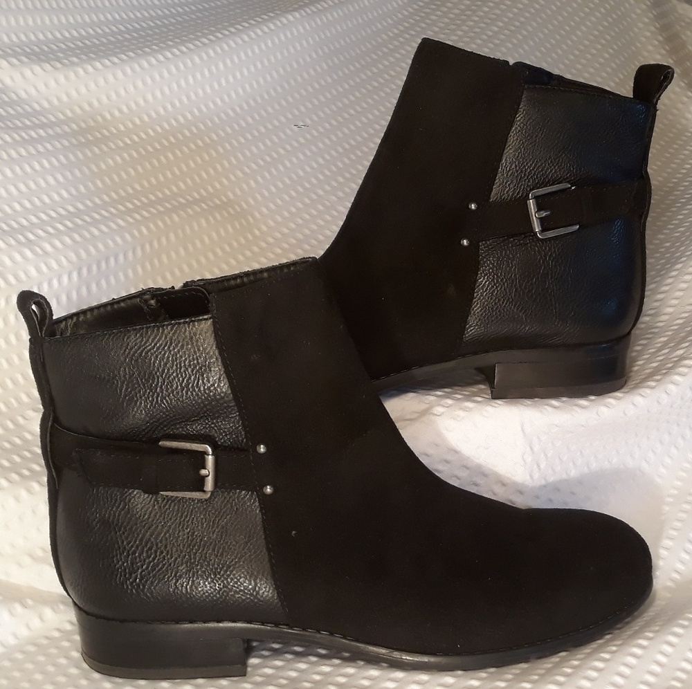 F SARTO VEGAN FRIENDLY LTHR/SUEDE BOOTIES-SZ 6M - Picture 1 of 8